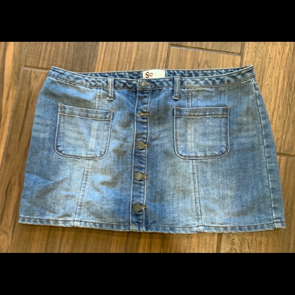 Juniors Button Fly Jean Skirt